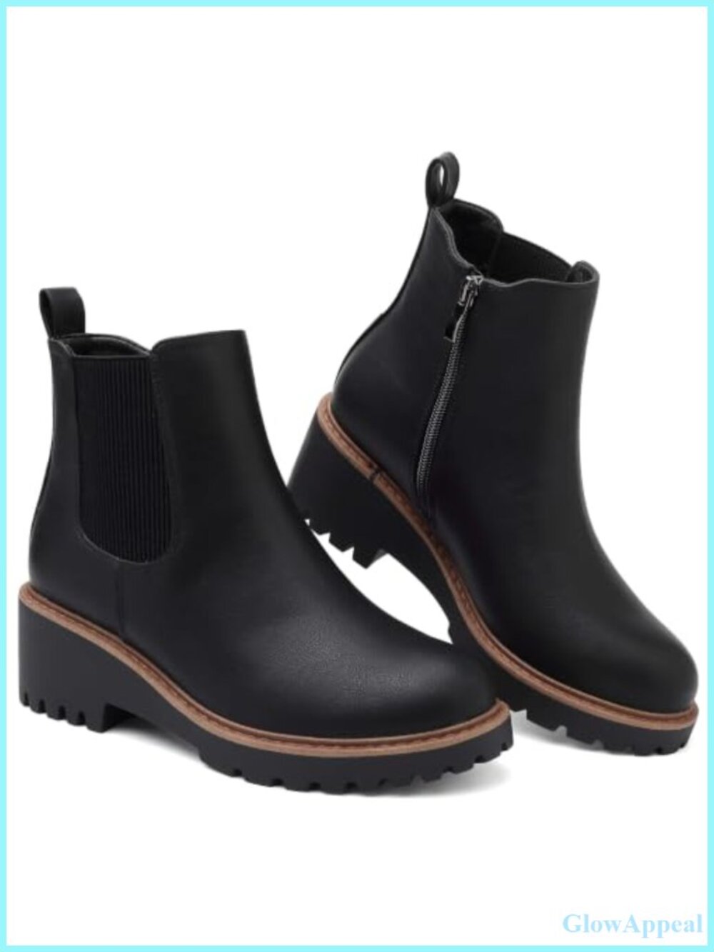 Women's Chelsea Wedge Boots Side Zip Lug Sole Ankle Booties